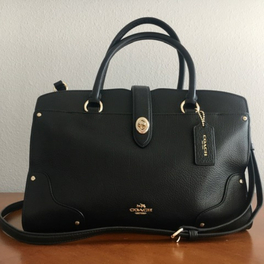 NWT COACH Black/Gold Mercer 30 Satchel